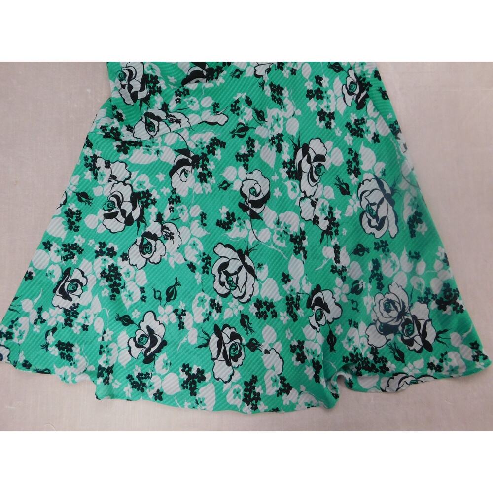 ASOS Puff Sleeve Ruched Green Floral Midi Dress Sz 8 - Picture 5 of 13